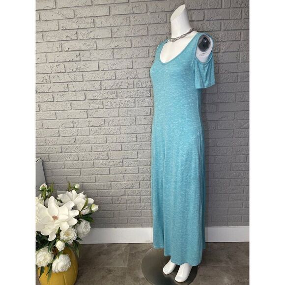 Soft Surroundings Women Light Blue Cold Shoulder Maxi Dress Size XS - Picture 2 of 7